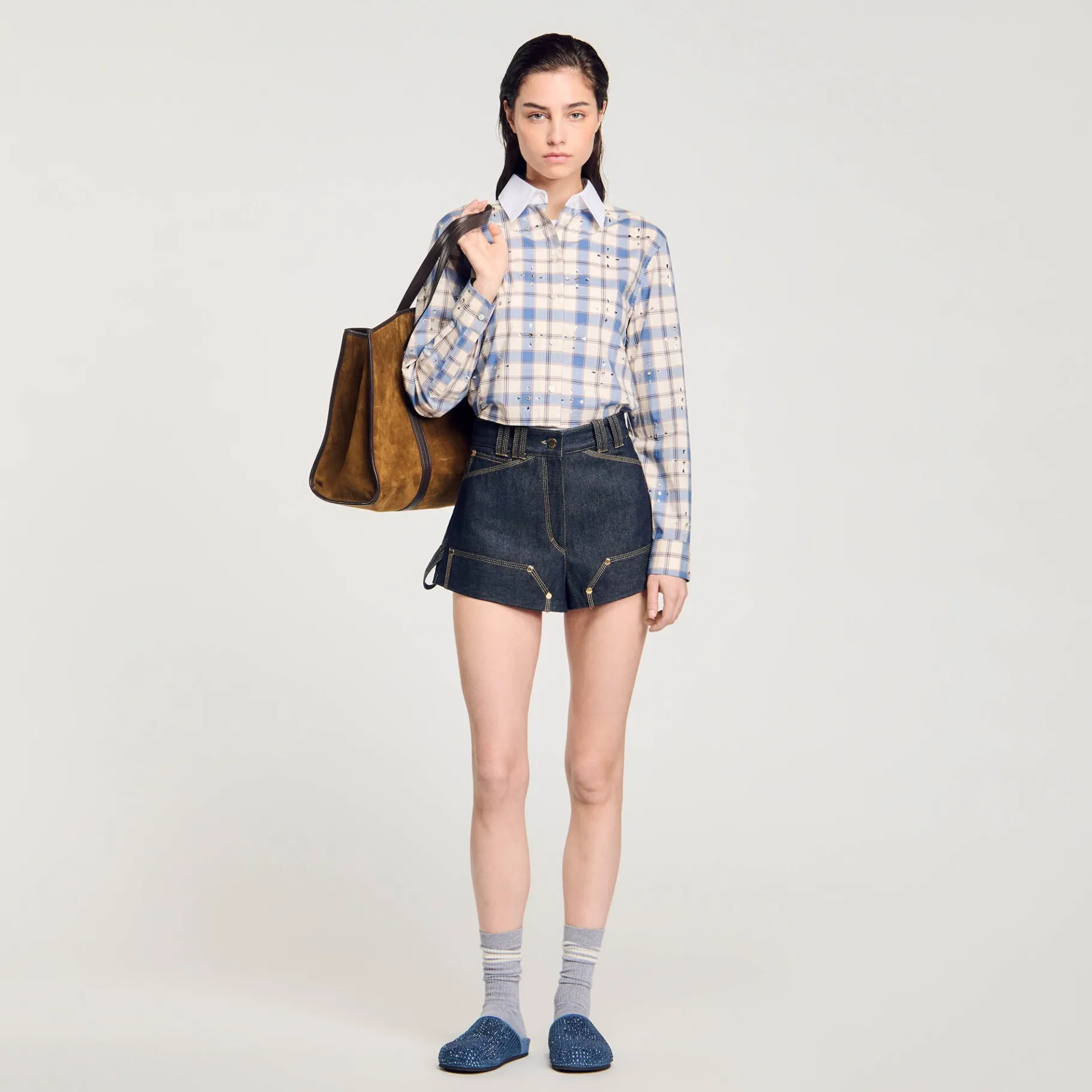 Cheap SANDRO Short En Jean Brut Bleu brut