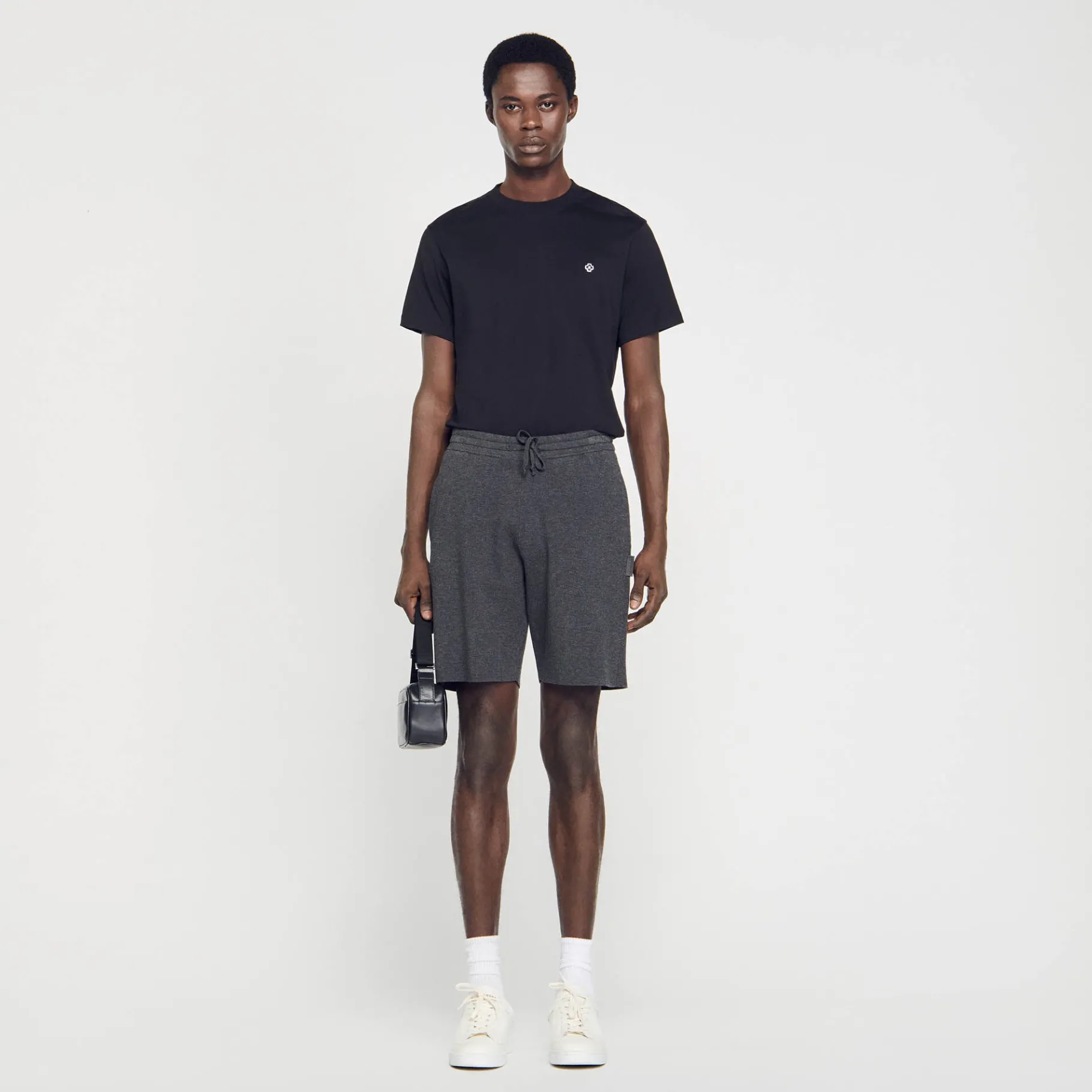 Outlet SANDRO Short En Jersey gris chiné