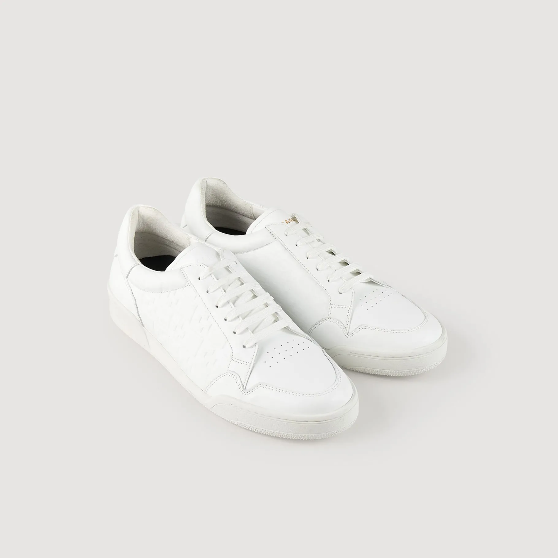 Discount SANDRO Sneakers En Cuir Embossé Square Cross blanc