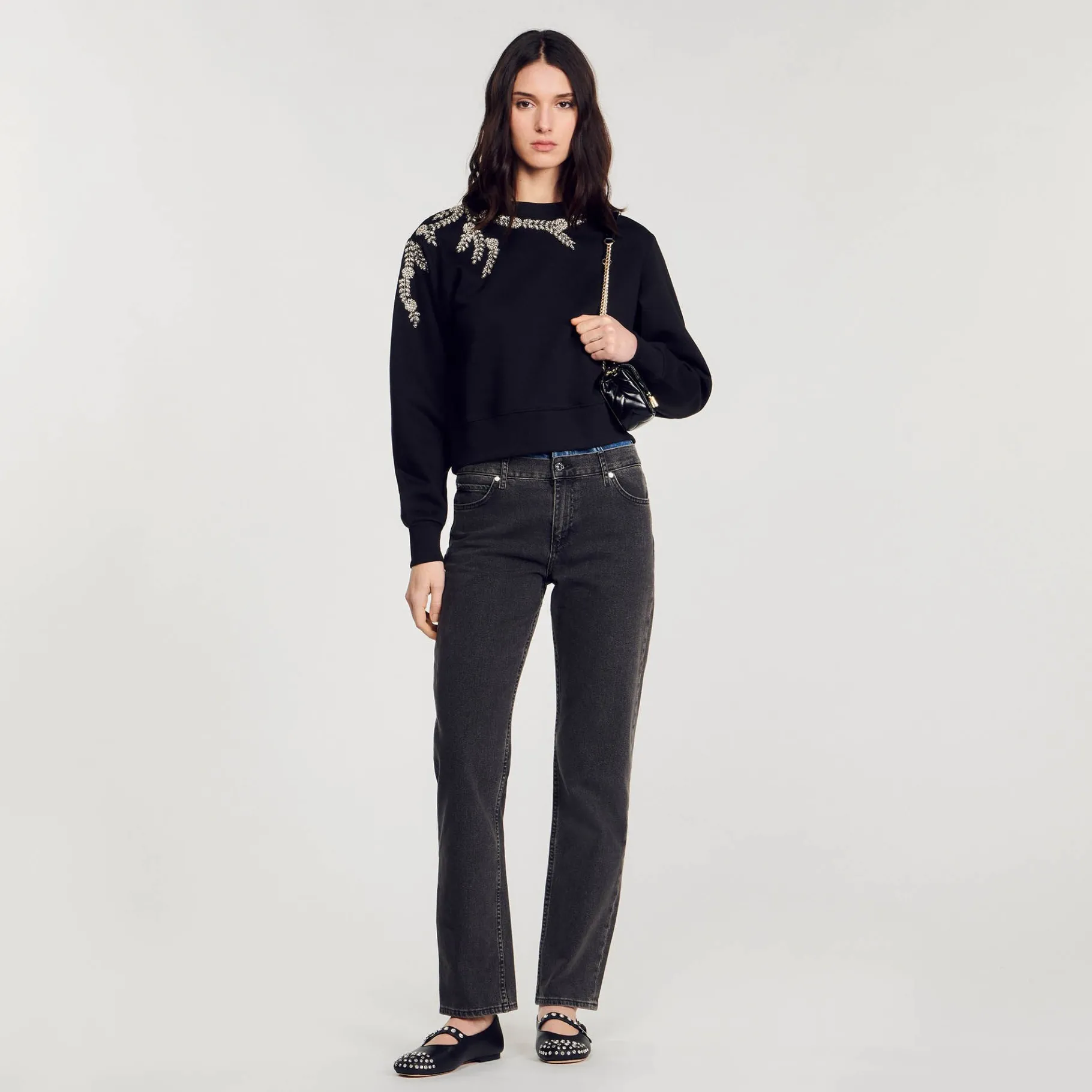 Outlet SANDRO Sweatshirt Bijou Noir