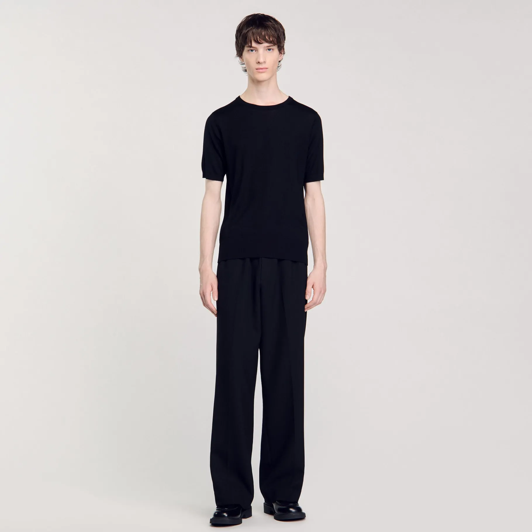 Best SANDRO Tee-shirt En Maille Fluide Noir