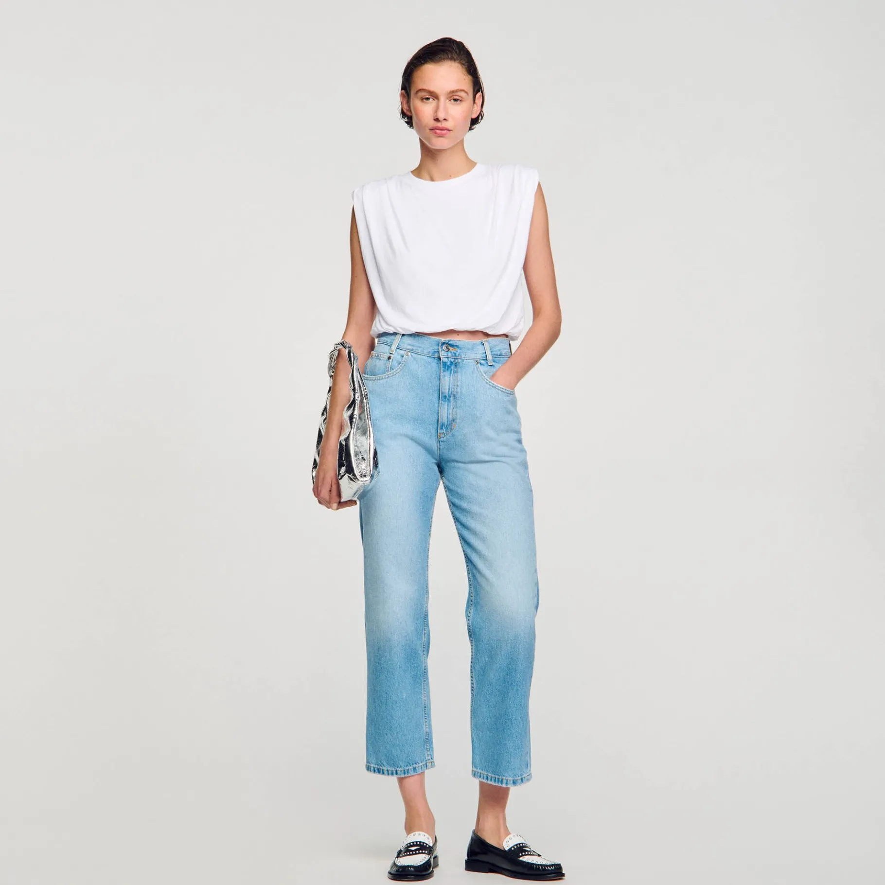 Cheap SANDRO T-shirt Court En Coton blanc
