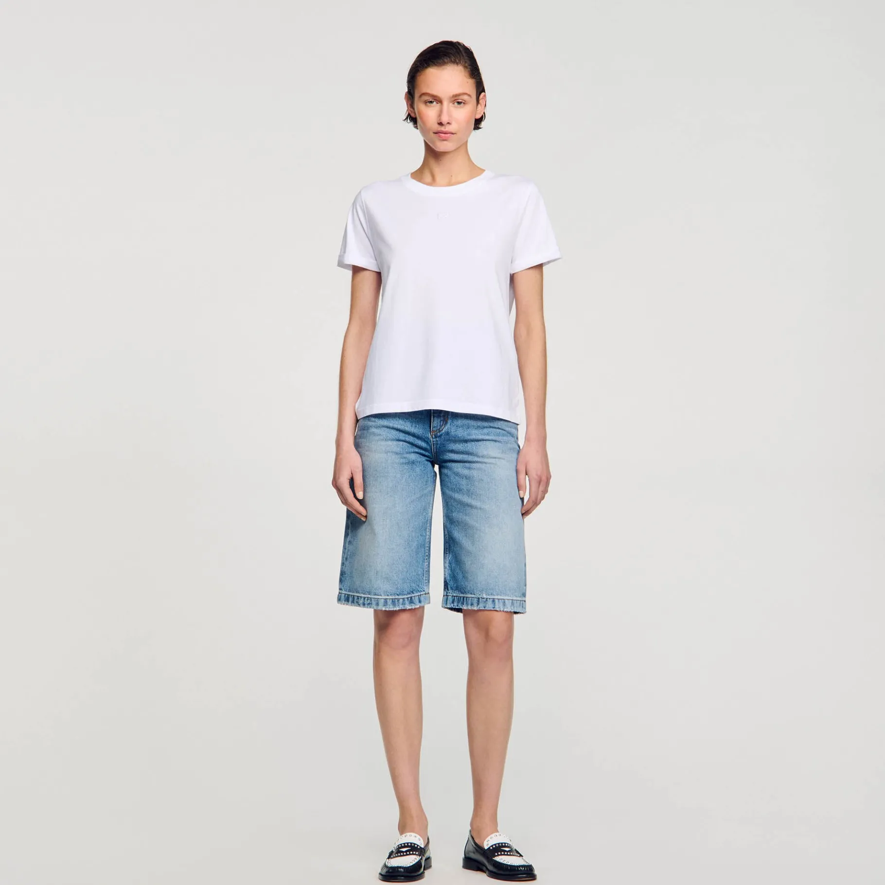 Online SANDRO T-shirt Double S blanc