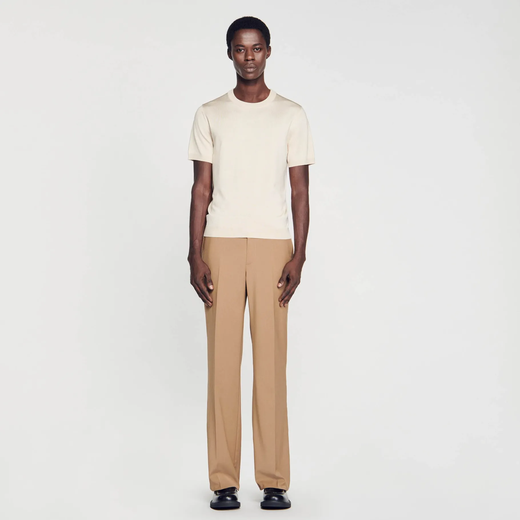 Cheap SANDRO T-shirt En Maille Sable clair
