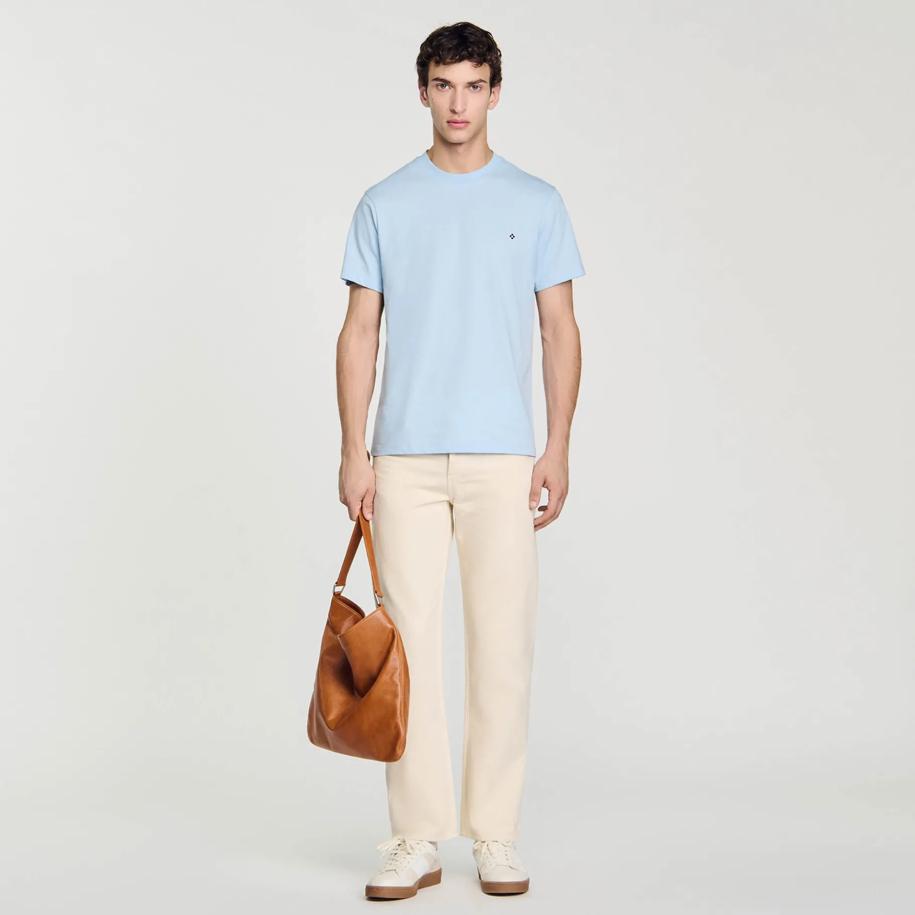 Clearance SANDRO T-shirt Patch Square Cross Bleu Ciel