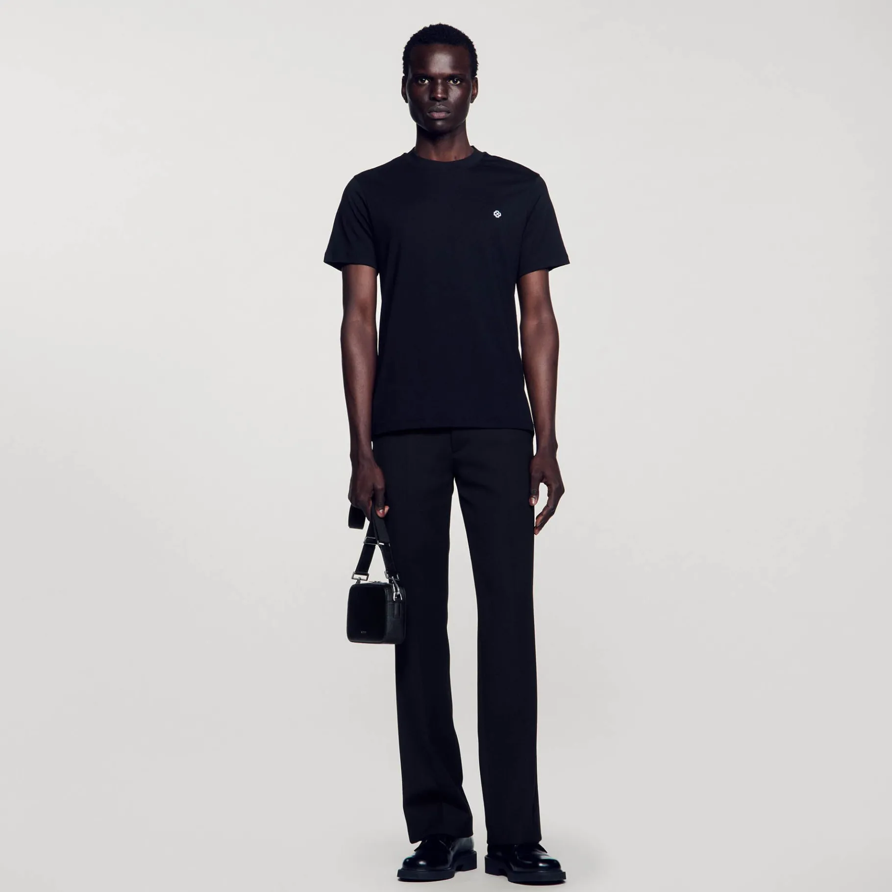 Cheap SANDRO T-shirt Patch Square Cross Noir