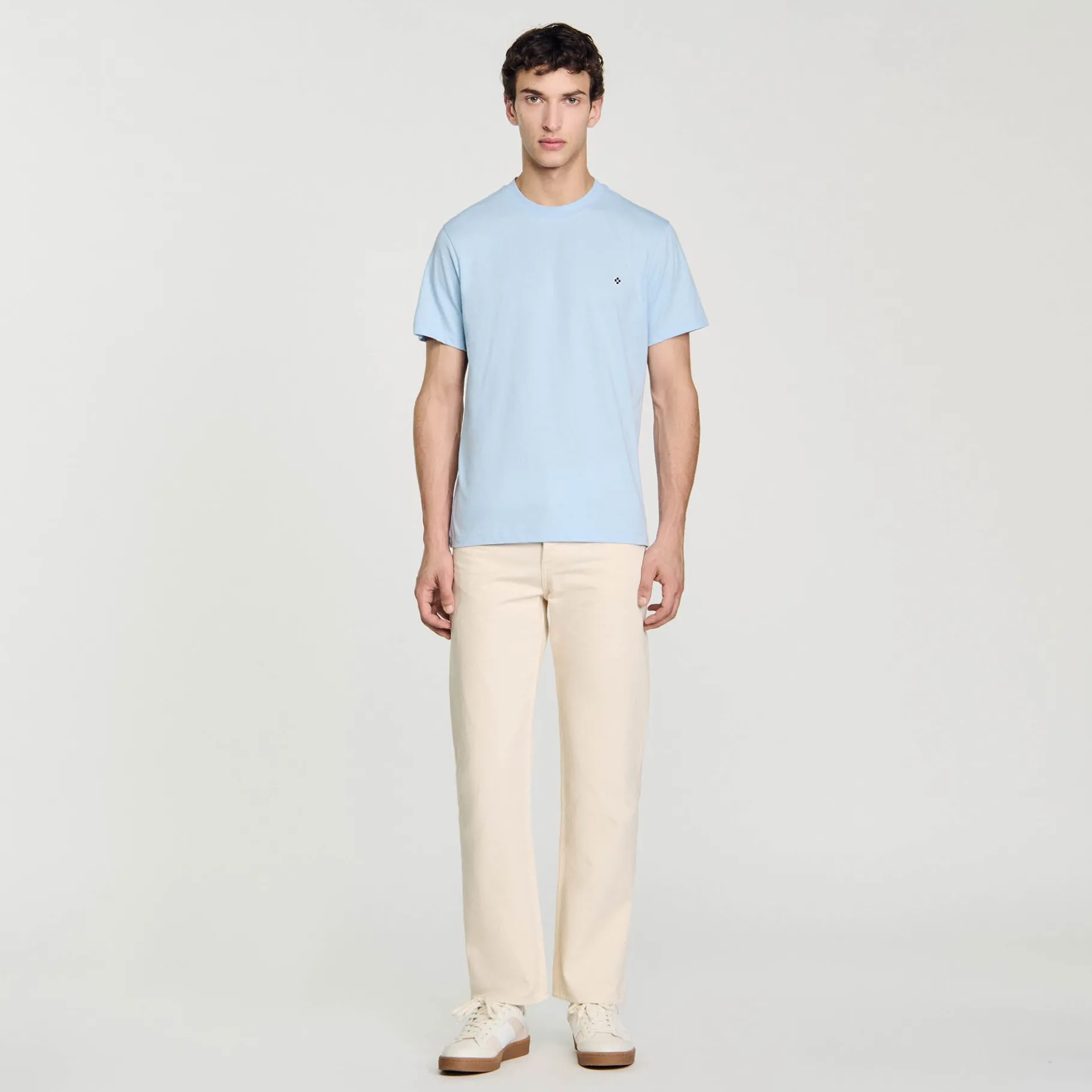 Clearance SANDRO T-shirt Patch Square Cross Bleu Ciel