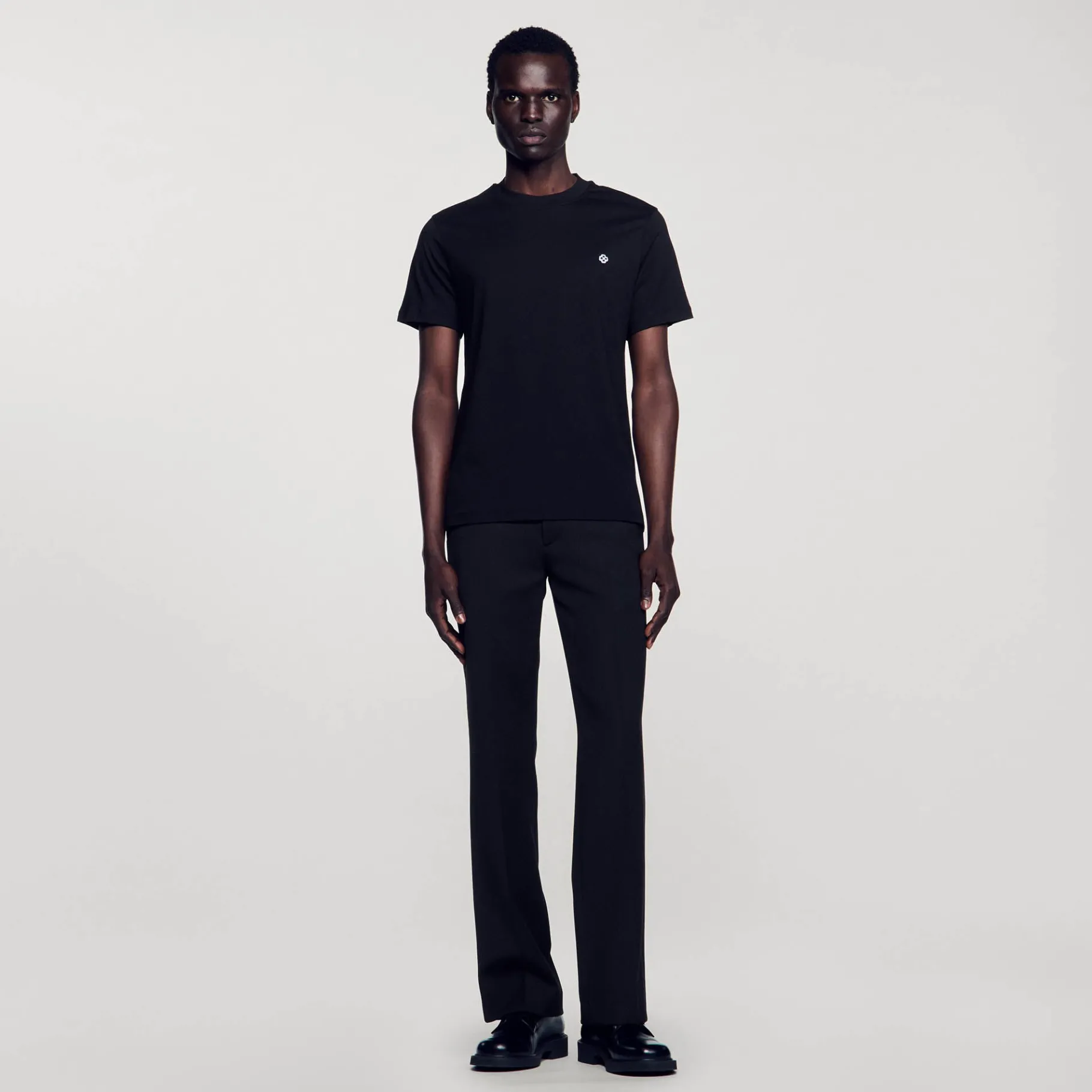 Cheap SANDRO T-shirt Patch Square Cross Noir