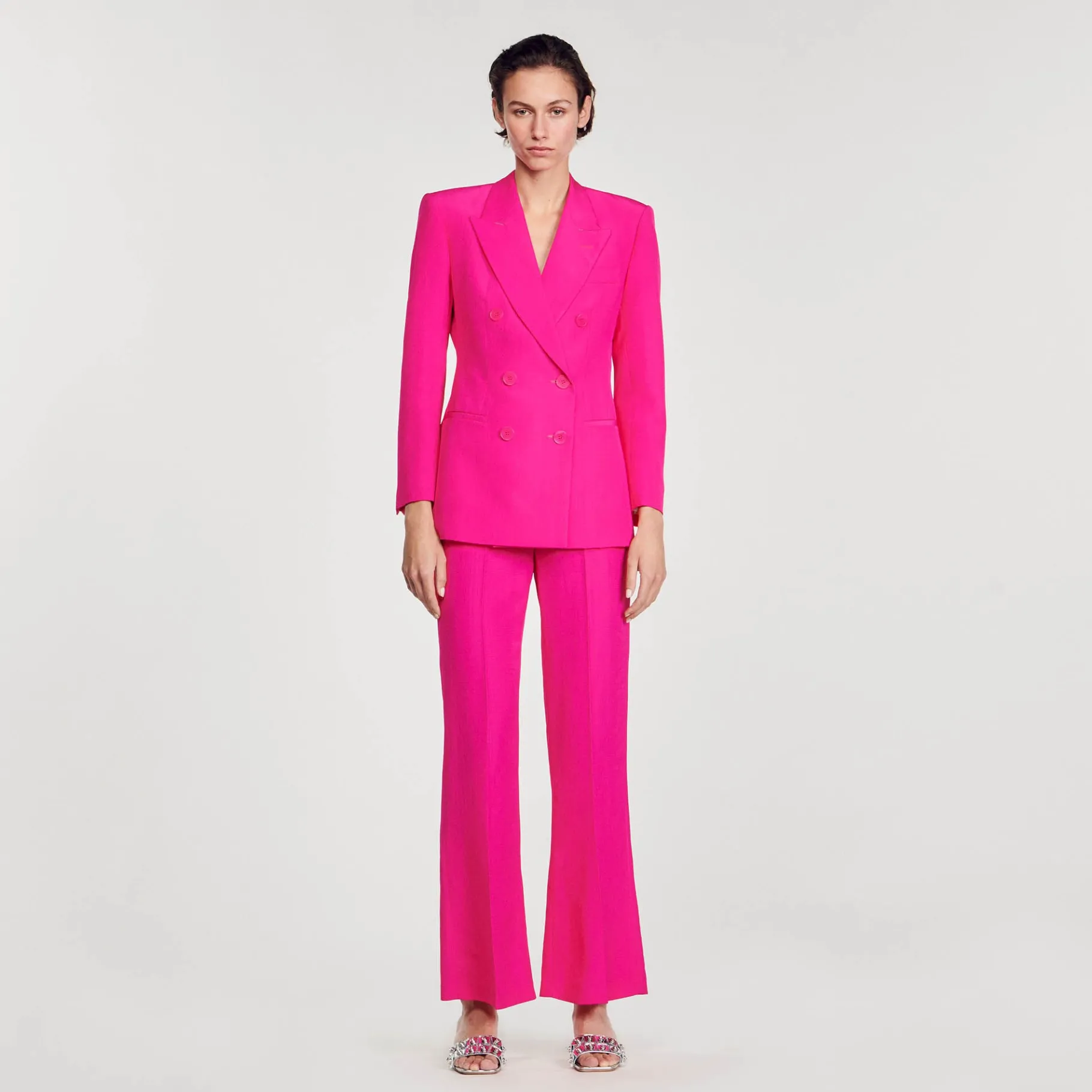 Discount SANDRO Veste à Boutonnage Croisé Fushia
