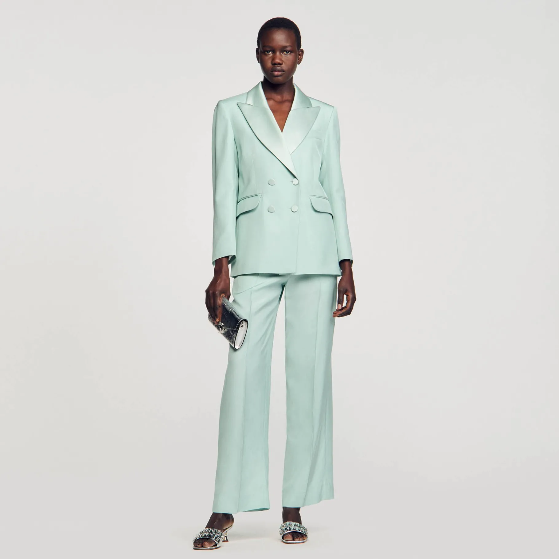 Clearance SANDRO Veste De Costume Vert D'Eau