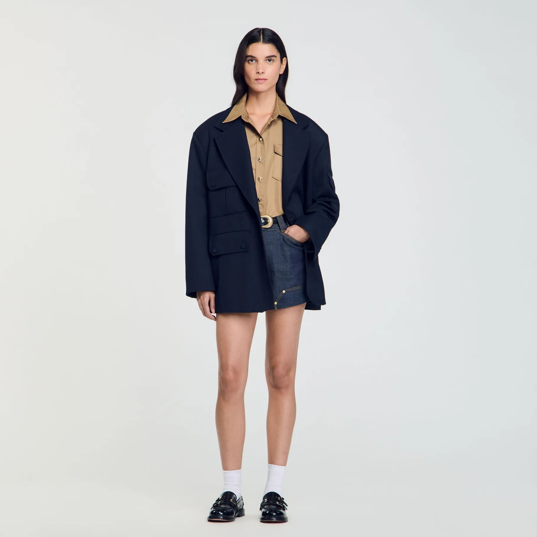 Cheap SANDRO Veste De Costume Oversize Marine