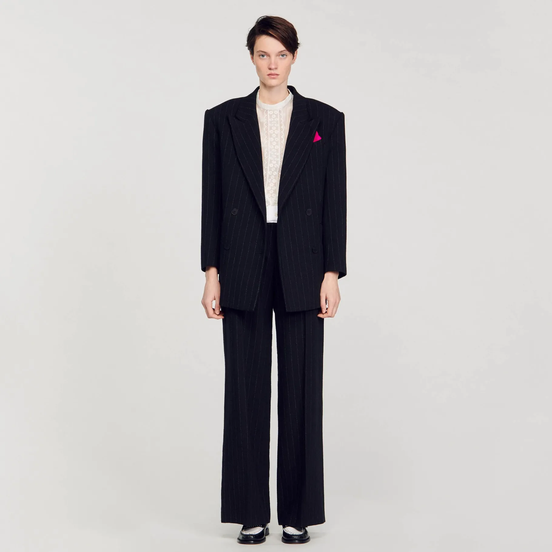 Cheap SANDRO Veste De Costume Oversize Noir