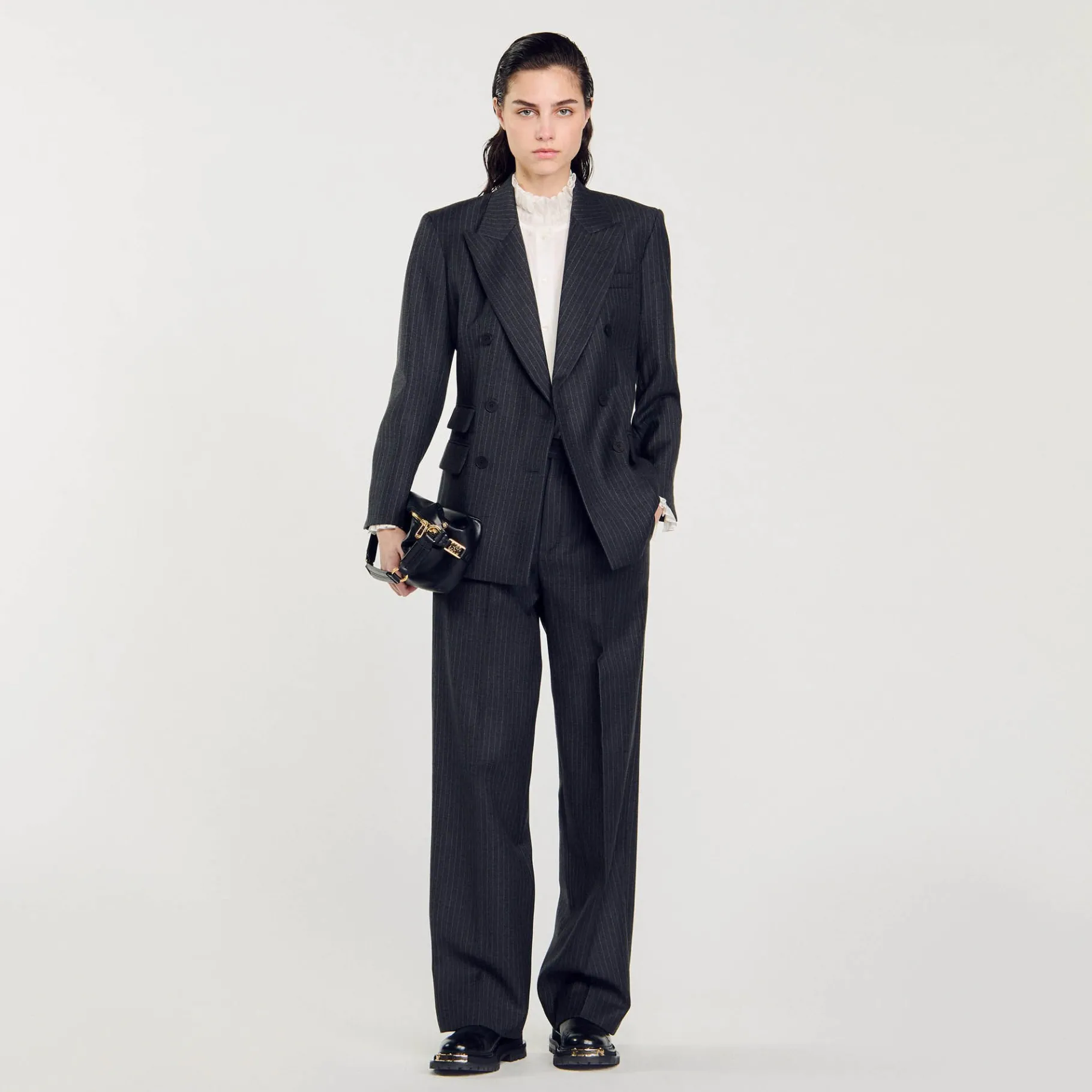 Best Sale SANDRO Veste De Costume Rayures Gris